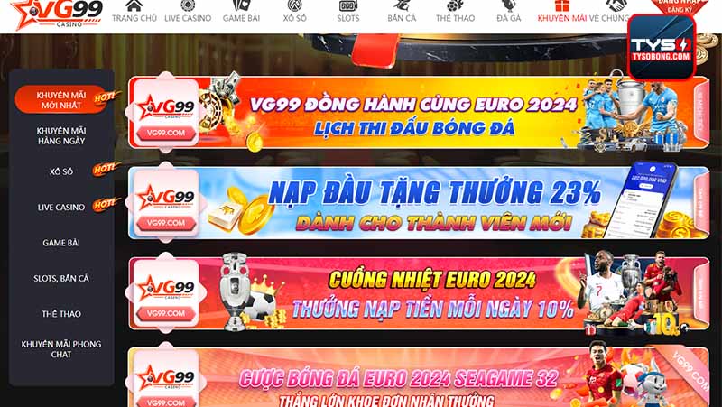 VG99 58k - Cuồng nhiệt Euro 2024 nạp tiền thưởng 10% 18 Khuyến mãi siêu hot cùng vg99