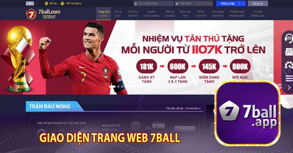 7Ball - Nhà cái cá cược trực tuyến hấp dẫn nhất 2023 10 Giao diện trang web 7ball
