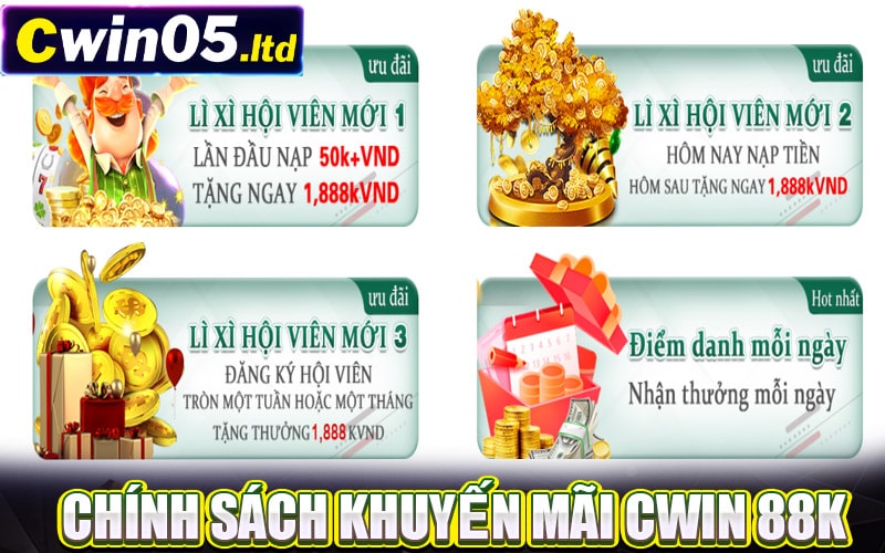 CWIN05 Phiên Bản Mới Của Trang Chủ CWIN Nhận 88K 7 Chính sách ưu đãi, khuyến mãi cwin tặng 88k dành cho tân thủ mới