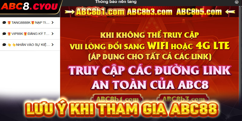 Giới thiệu Abc8 - Nền tảng cá cược được yêu thích nhất năm 2024 8 Những điều cần lưu ý khi tham gia Abc8